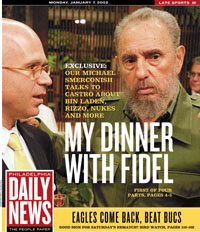 Daily News cover for January 7, 2002 with Michael Smerconish and Fidel Castro